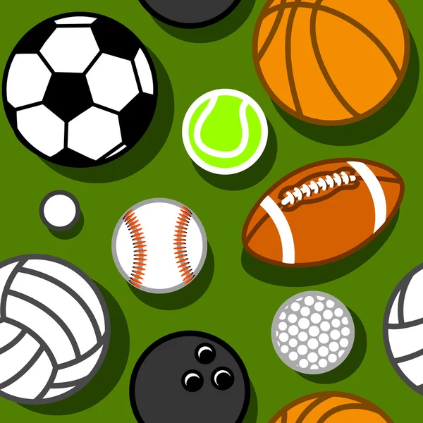 Sport balls on green  pattern