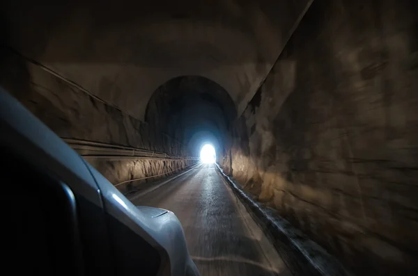 End of the tunnel from inside the car