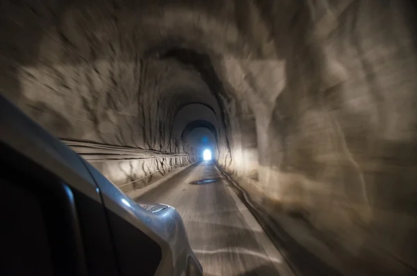 Exit of the tunnel from inside the car