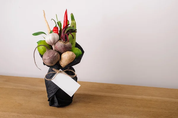 The original unusual edible vegetable and fruit bouquet  with card