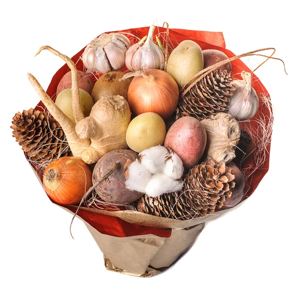The original unusual edible vegetable and fruit bouquet  isolated