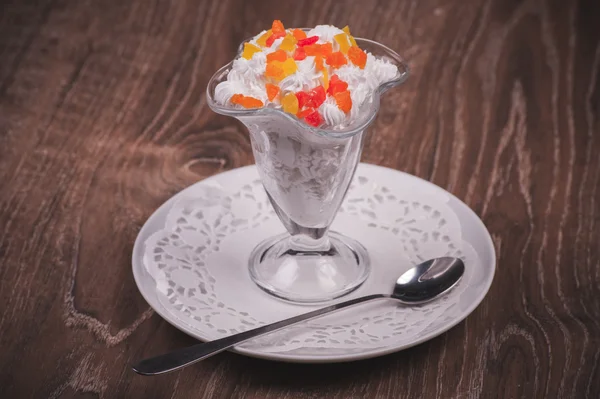 Whipped cream dessert in glass