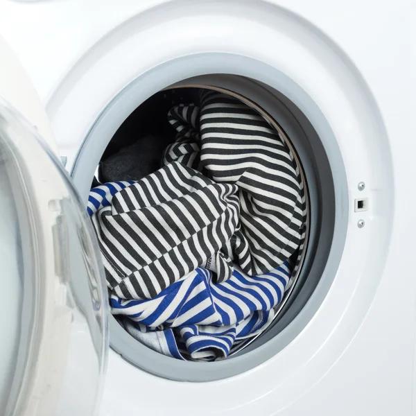 Washing machine with dirty laundry inside