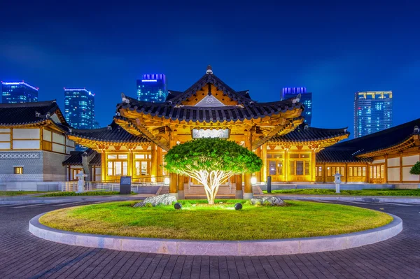 Traditional Korean style architecture at night in Seoul,Korea.