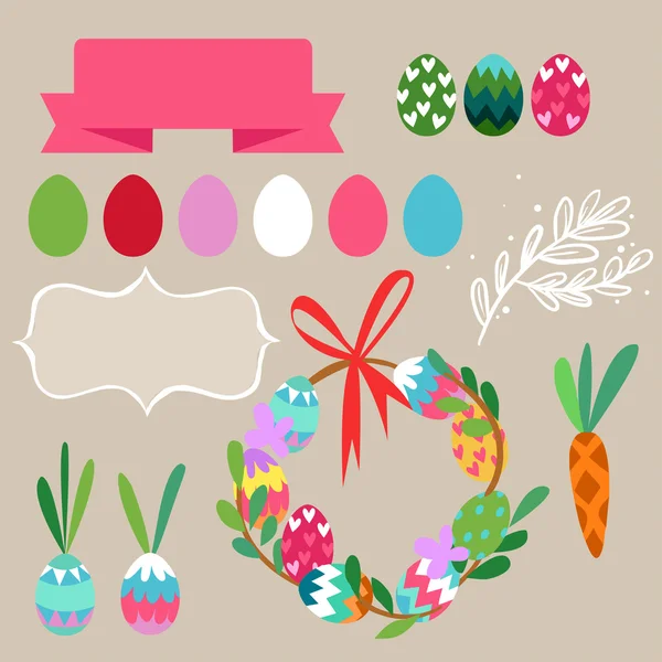 Set of Easter flat elements.