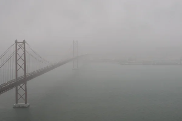 The bridge of the 25th April in the bad weather.