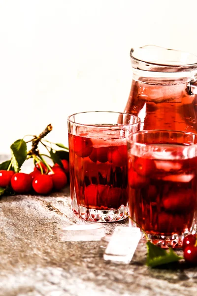 Refreshing summer ice tea or lemonade with fresh homemade fruit.