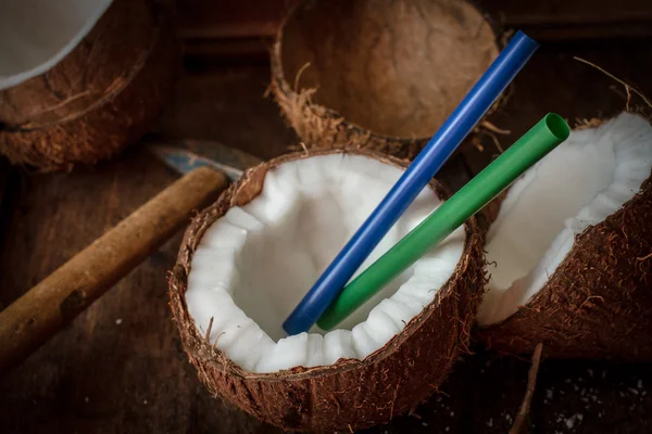 The broken coconut. delicious fruit for Indian food