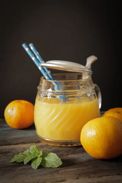 Orange juice with mint leaves