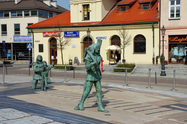 Wieliczka, Upper Square. Sculptures of ancient miners salt.