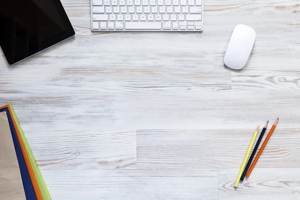 Empty workspace on wooden table