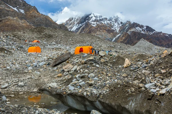 Orange Mountain Tents on Giant Glacier