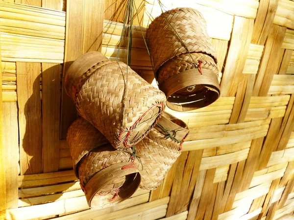 Bamboo container for holding cooked glutinous rice