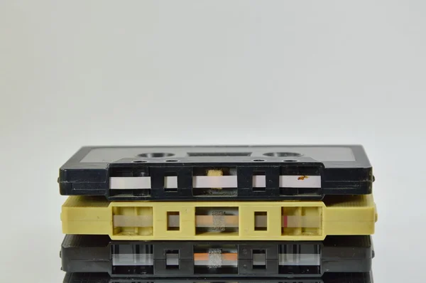 Cassette tape recorder on white background