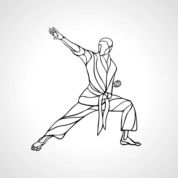 Martial arts pose silhouette. Karate fighter