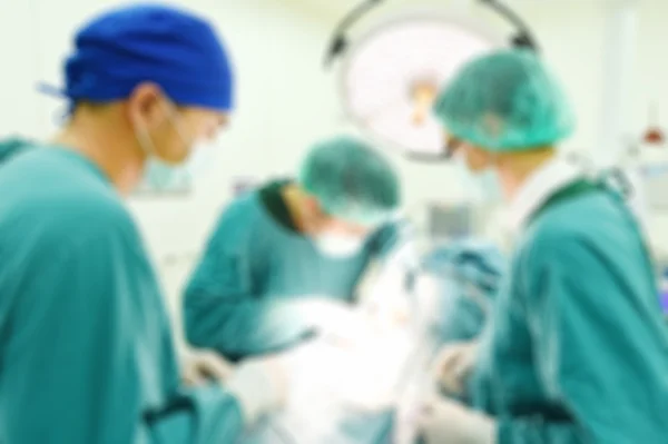 Blur of group of veterinarian surgery in operation room