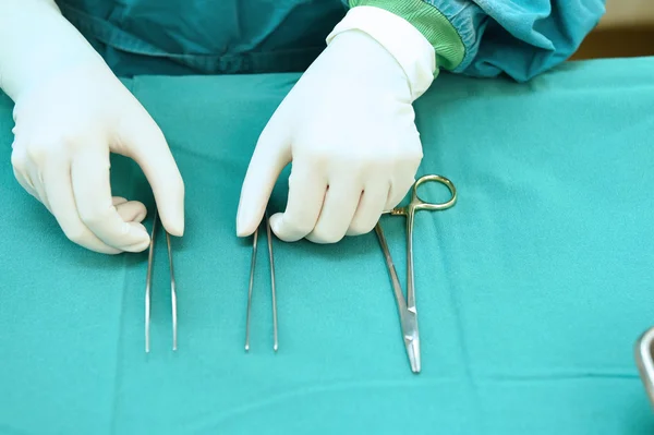 Detail shot of steralized surgery instruments