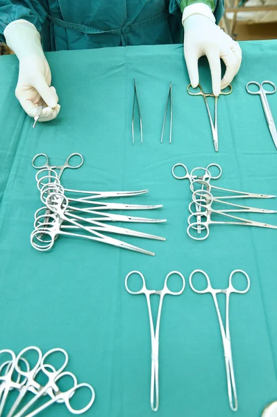 Detail shot of steralized surgery instruments