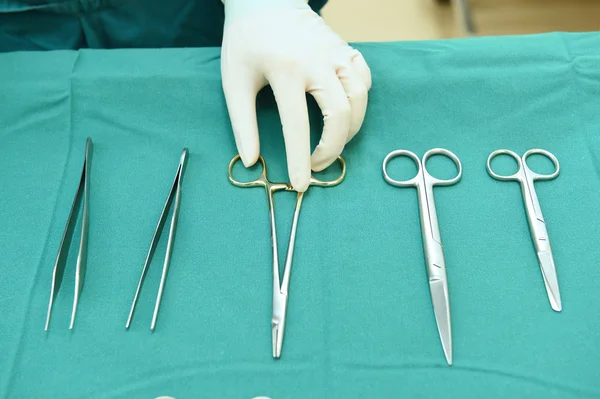 Detail shot of steralized surgery instruments