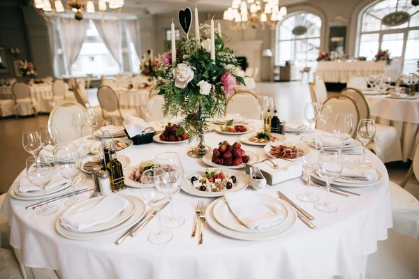 Restaurant table with food