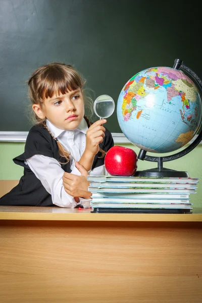 School, girl, schoolgirl 6 years in a black dress and a white sh