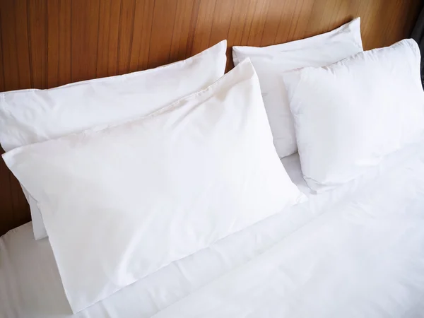 White pillows and Mattress Clean linen bed sheet