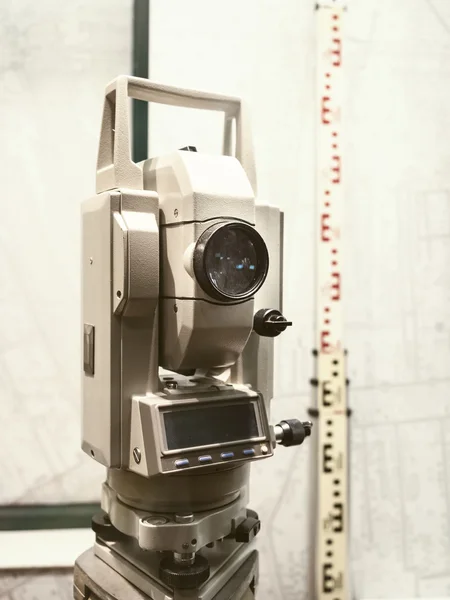 Land survey camera equipment on site