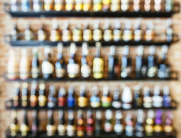Blurred Wine Liquor bottles Display on shelf