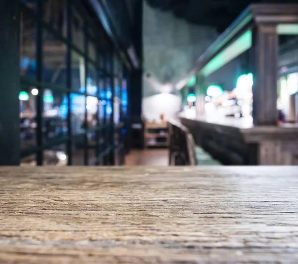 Table top counter with Blurred Bar Restaurant Background