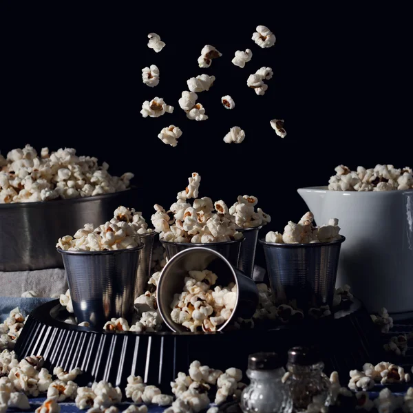 Dark still life with popcorn