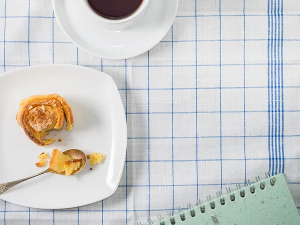 Breakfast on checkered table cloth