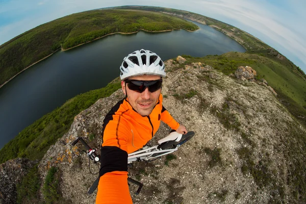 Traveling by bike on a sunny day.