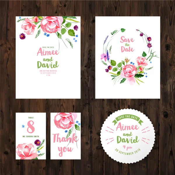 Wedding cards with watercolor flowers