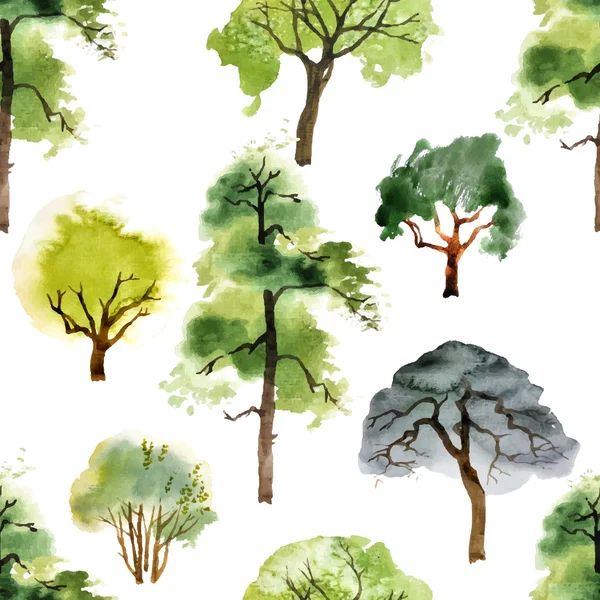 Seamless pattern with watercolor trees