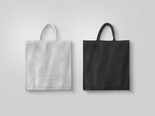 Blank white and black cotton eco bag design mockup isolated
