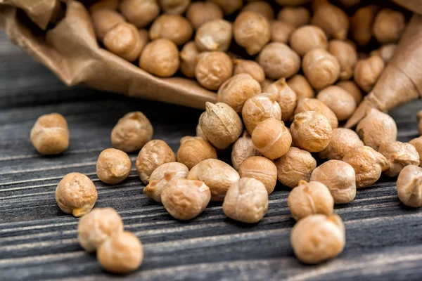 Raw chickpeas in paper bag