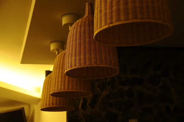 Pendant light with rattan cover