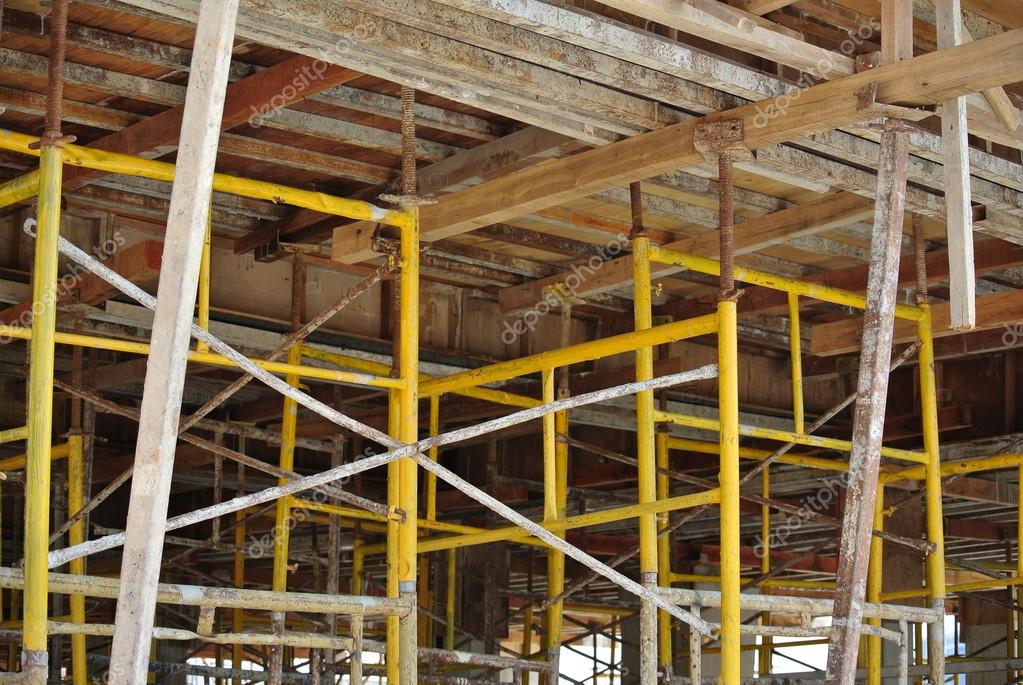 Scaffolding erected to support slab formwork — Stock Photo