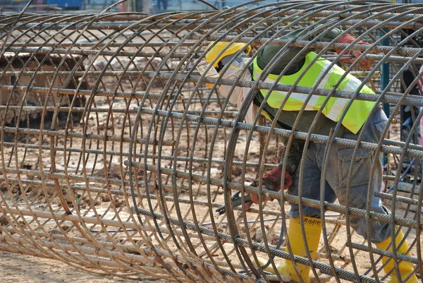 Welders welding the bore pile reinforcement bar