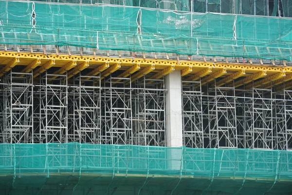 Scaffolding used to support a platform for construction workers to work