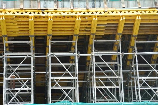 Scaffolding used to support a platform for construction workers to work