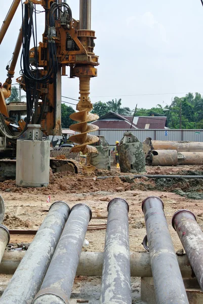 Bore pile rig machine in the construction site