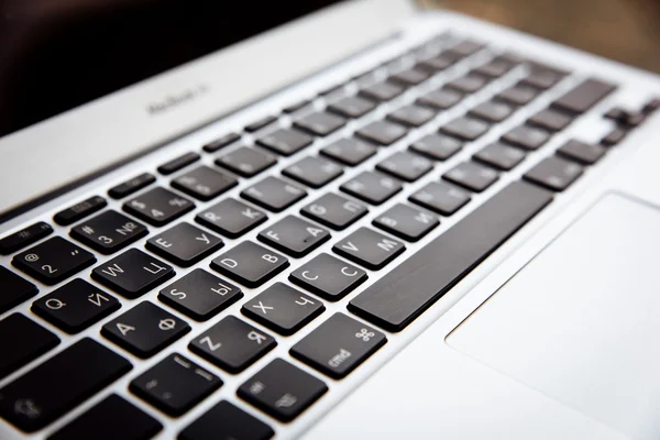 Keyboard of laptop white and black