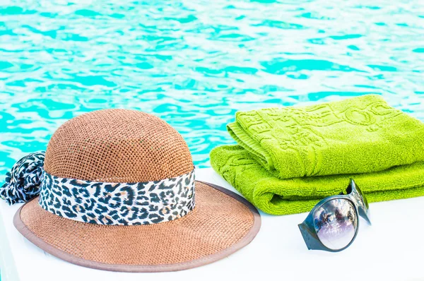 Still life with pool accessories