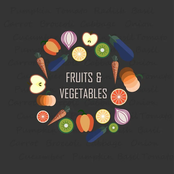 Fruits & Vegetables vector illustration, logo design, concept of healthy food, can be used for restaurant menu
