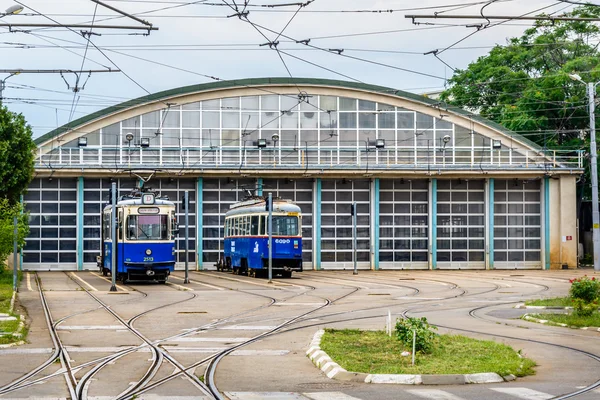BUCHAREST, ROMANIA - AUGUST 30, 2015 : Trains stationed at maintenance area in Dudesti Depot for periodically maintenance