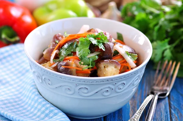 Eggplant Salad with onions, carrots, garlic and coriander leaves