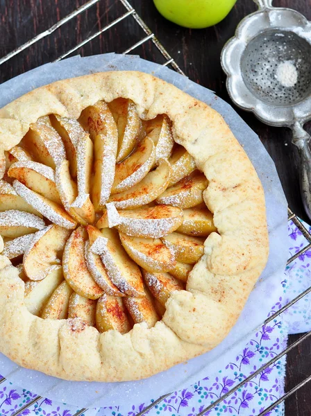 Galette pie with apple, cinnamon and castor sugar