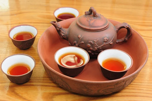 Chinese traditional teapot with cups of tea