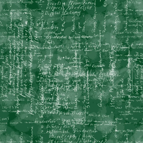 Vector seamless pattern with real hand written Latin text on green chalk board.